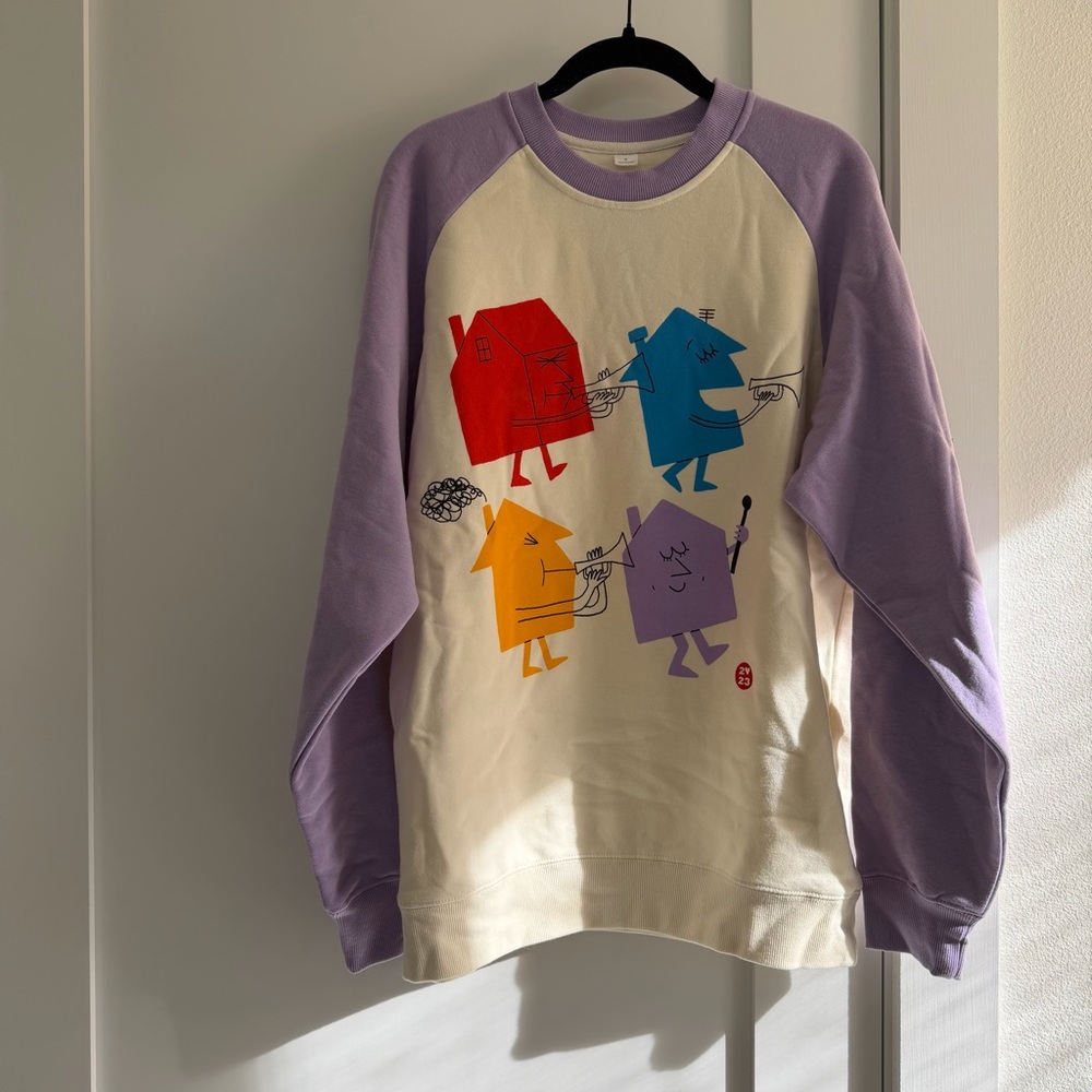 NWOT / Harry Styles 4 Houses Raglan Crewneck Sweatshirt in Lavender/Cream